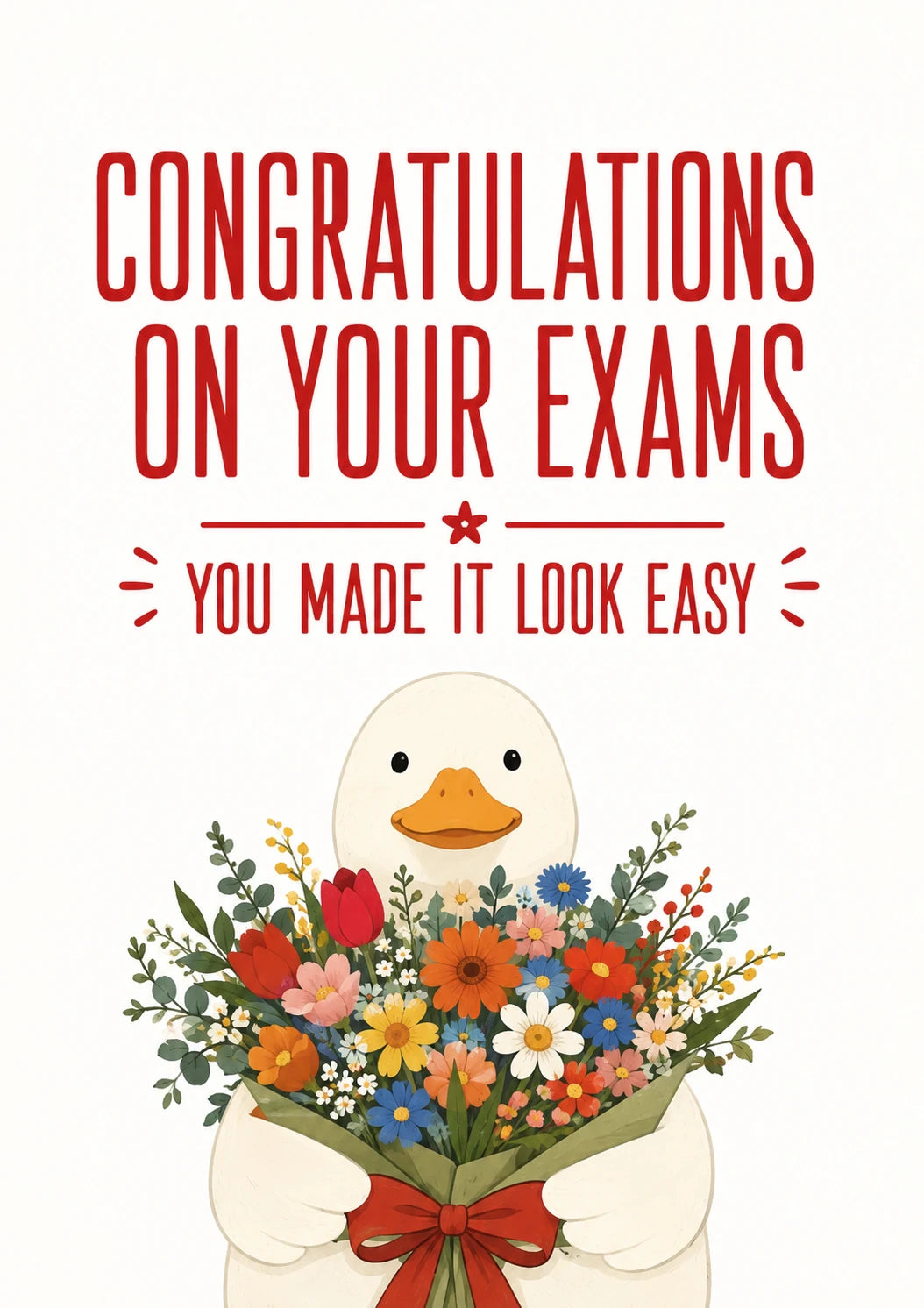 Cute Duck with Flowers Congratulations Card