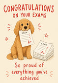 Load image into Gallery viewer, Cute Golden Retriever A+ Exam Results Congratulations Card

