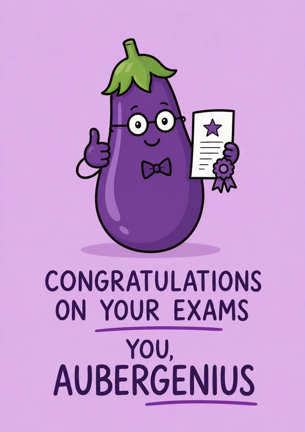 Funny Aubergenius Eggplant Pun Congratulations Card