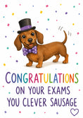 Load image into Gallery viewer, Funny Dachshund Top Hat Clever Sausage Congratulations Card
