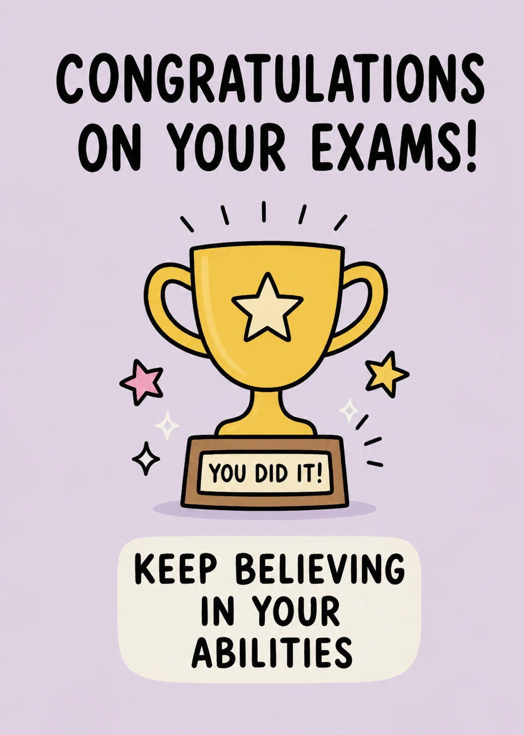 Gold Trophy You Did It Congratulations Card