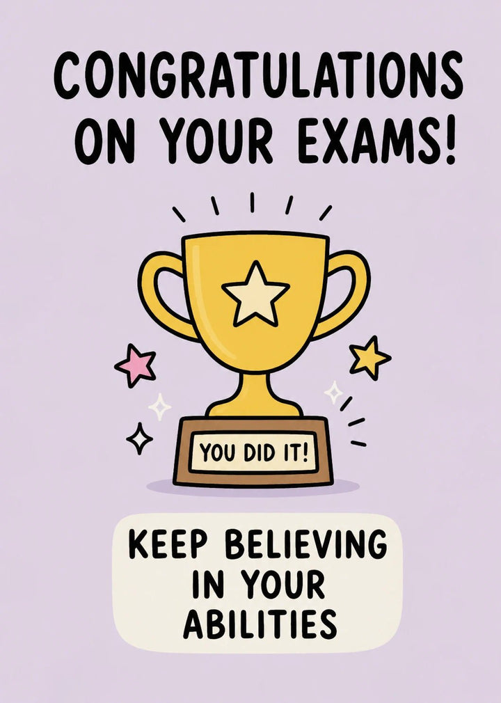 Gold Trophy You Did It Congratulations Card