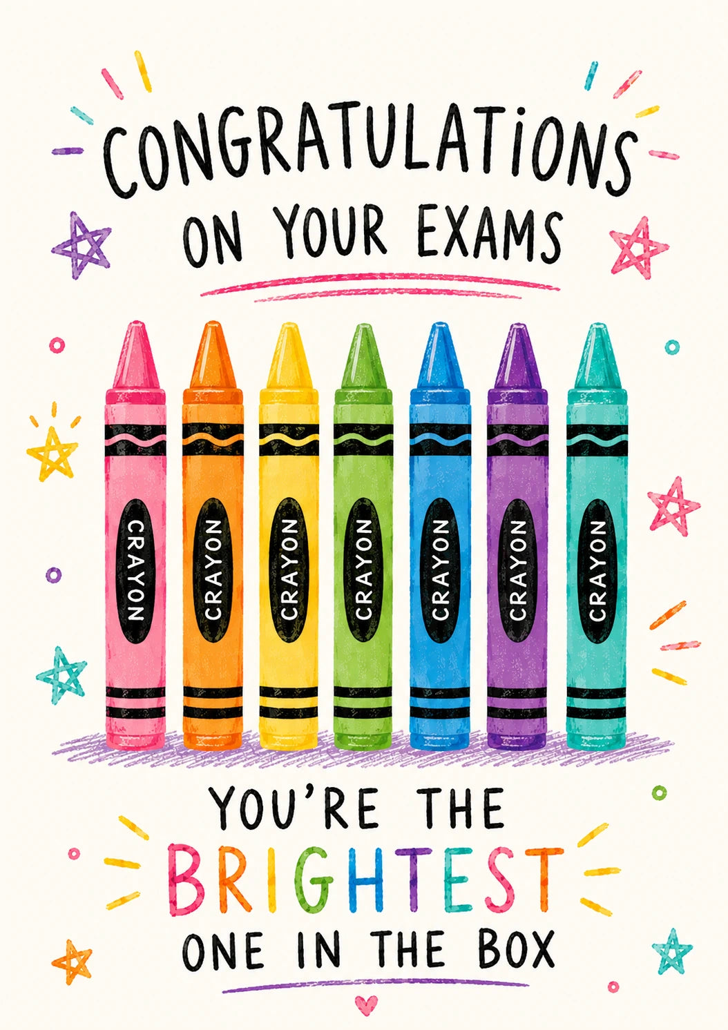 Funny Bright Crayons You're the Brightest Congratulations Card