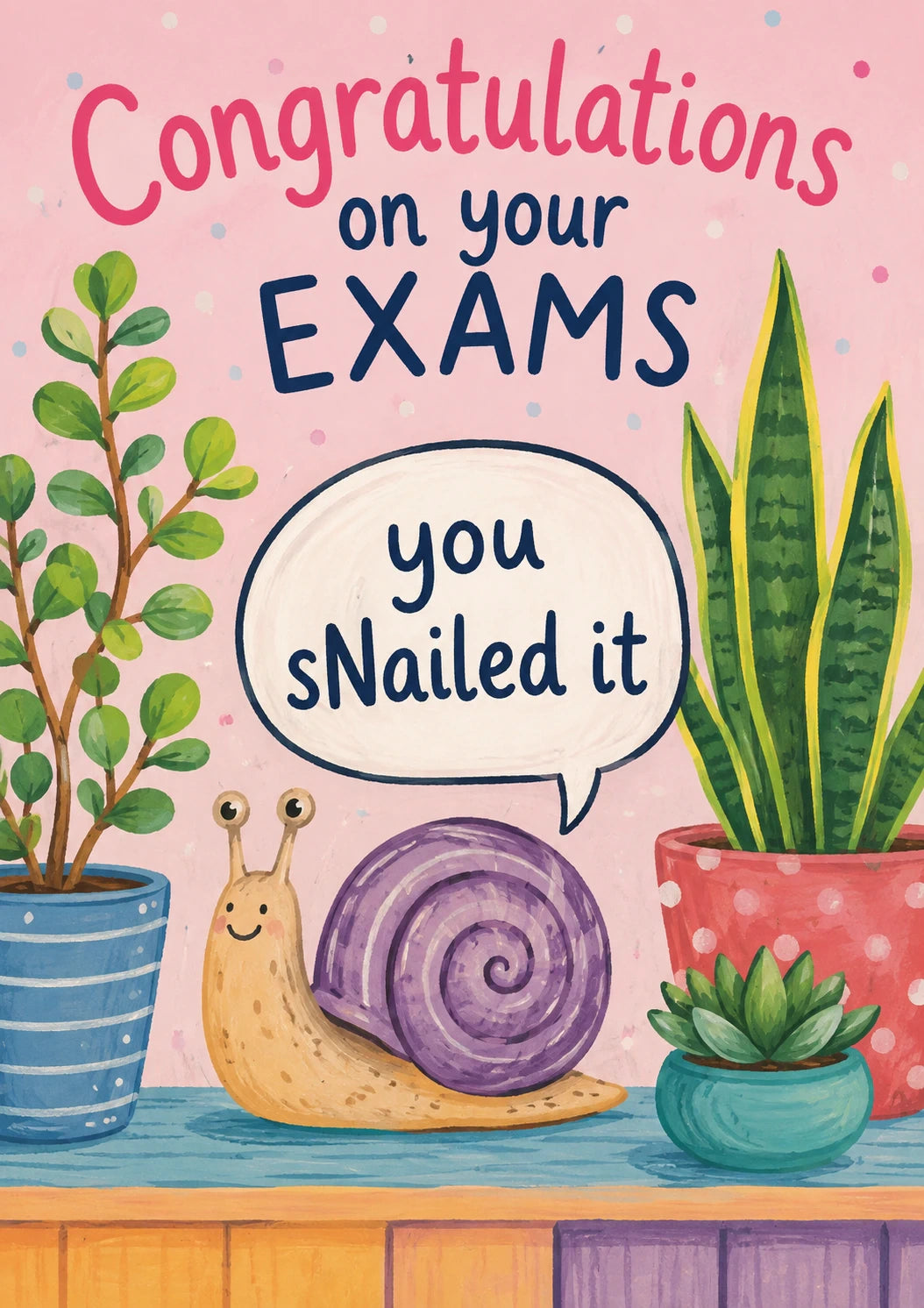 Funny Snail Pun Exam Congratulations Card