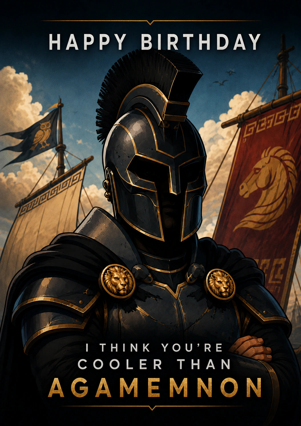 Funny Cooler Than Agamemnon Greek Warrior Birthday Card for Him