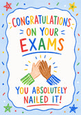 Load image into Gallery viewer, Colourful High Five Exams Congratulations Card
