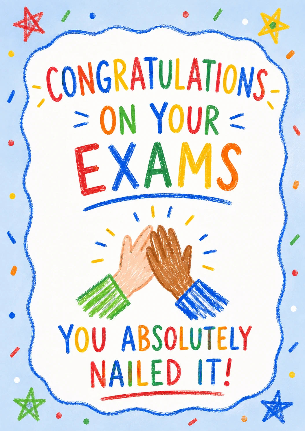 Colourful High Five Exams Congratulations Card