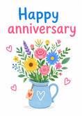 Load image into Gallery viewer, Wildflower Bouquet in Blue Jug Anniversary Card for Her
