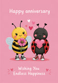 Load image into Gallery viewer, Cute Bee and Ladybird Anniversary Card for Her
