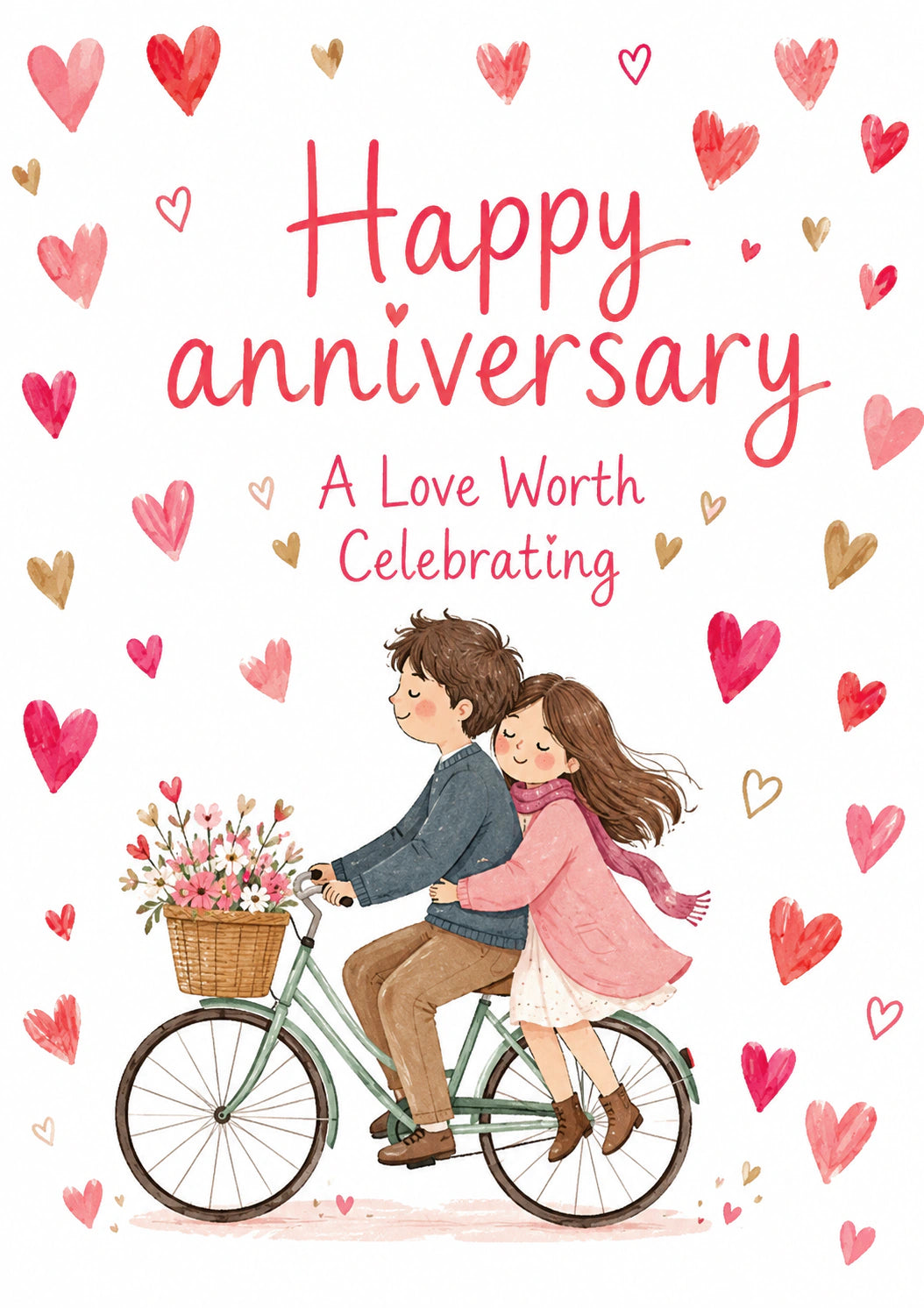 Couple on Bicycle A Love Worth Celebrating Anniversary Card