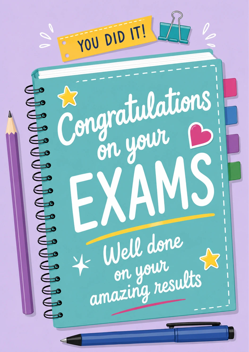 Teal Notebook You Did It Congratulations Card