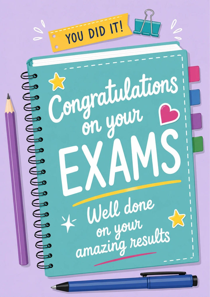 Teal Notebook You Did It Congratulations Card