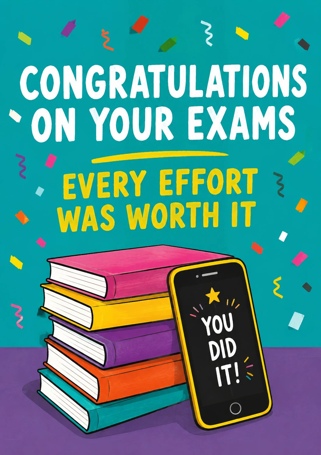 Books and Phone You Did It Congratulations Card