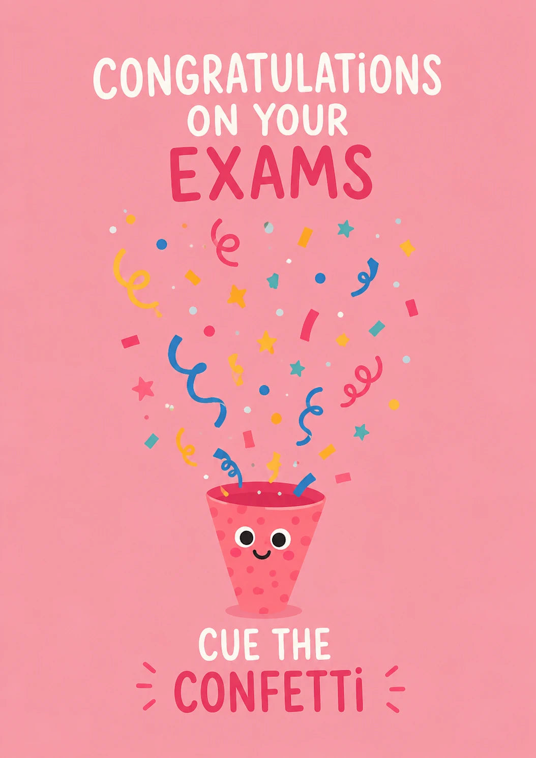 Confetti Cannon Kawaii Congratulations on Your Exams Card