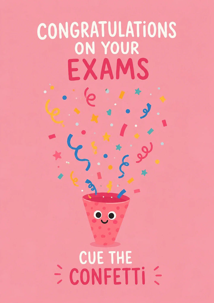 Confetti Cannon Kawaii Congratulations on Your Exams Card