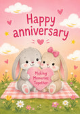 Load image into Gallery viewer, Cute Bunny Couple Making Memories Anniversary Card for Her
