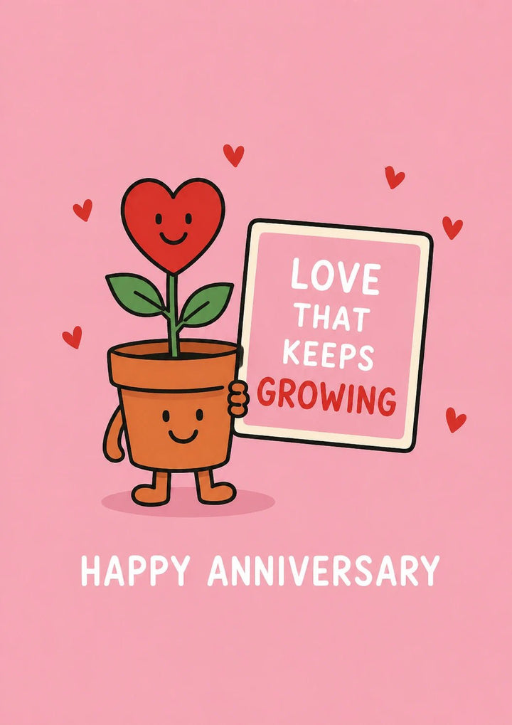 Cute Heart Plant Love That Keeps Growing Anniversary Card for Her