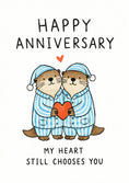 Load image into Gallery viewer, Cute Otters in Pyjamas Happy Anniversary Card
