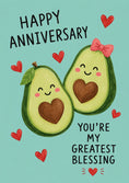 Load image into Gallery viewer, Cute Avocado Couple You're My Greatest Blessing Anniversary Card

