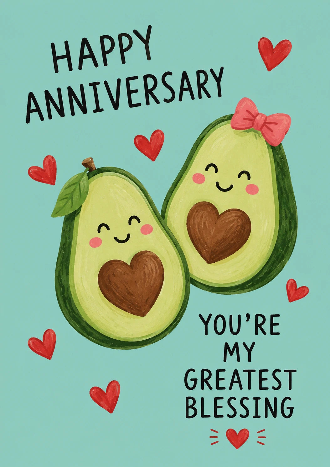Cute Avocado Couple You're My Greatest Blessing Anniversary Card