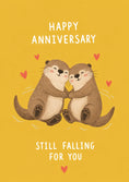 Load image into Gallery viewer, Cute Otters Hugging Happy Anniversary Card for Him
