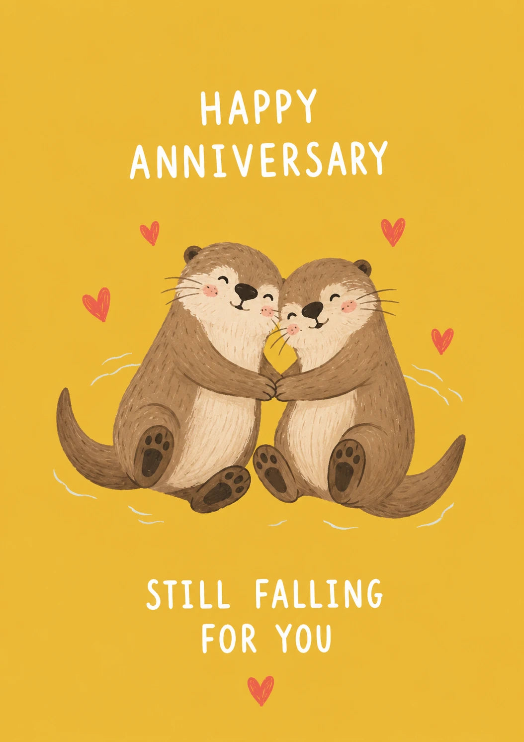 Cute Otters Hugging Happy Anniversary Card for Him