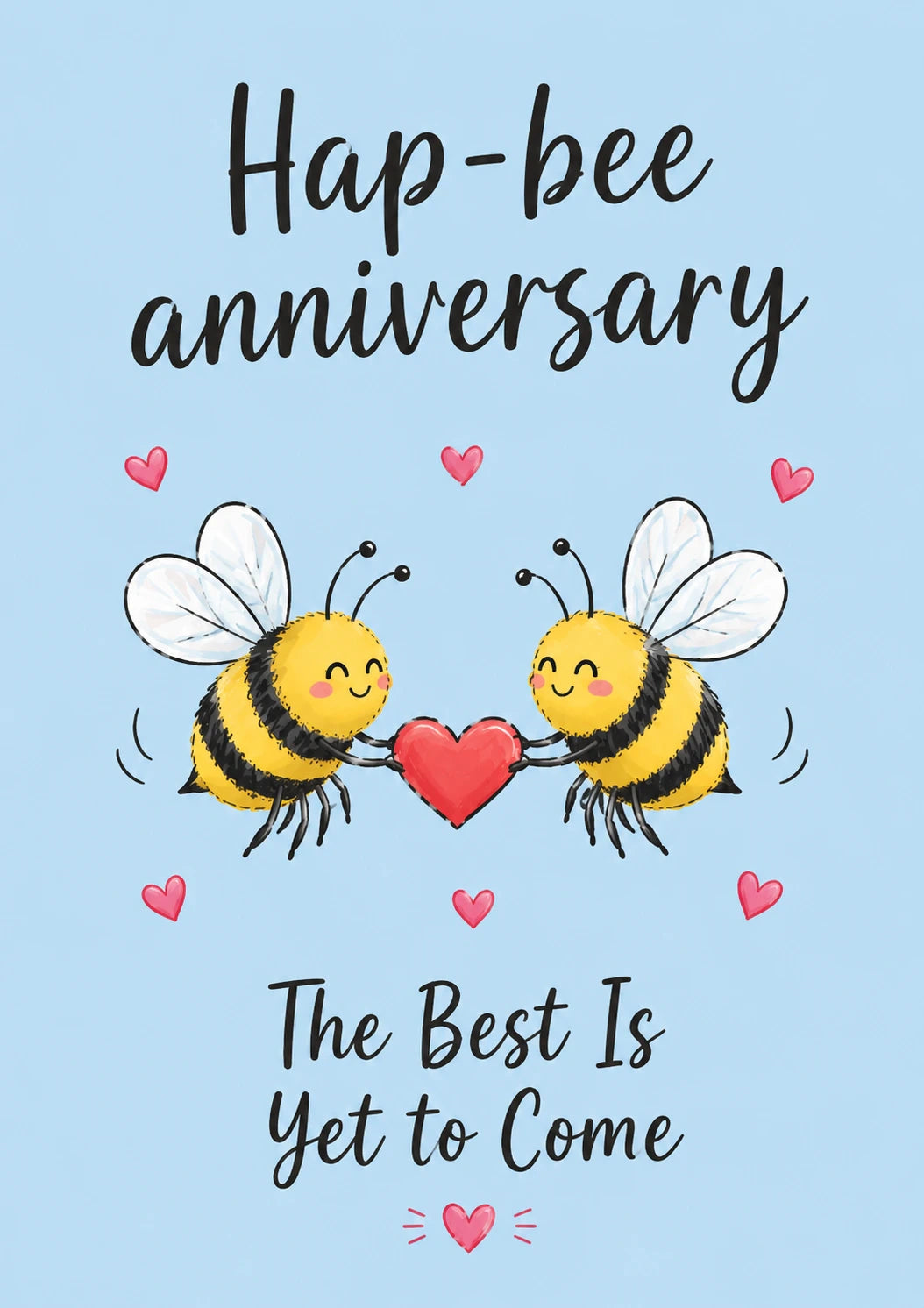 Funny Hap-Bee Cute Bees Holding Heart Anniversary Card