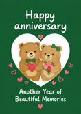 Load image into Gallery viewer, Cute Bear Couple Heart Anniversary Card for Him
