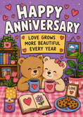 Load image into Gallery viewer, Cute Bear Couple Love Grows Beautiful Anniversary Card

