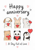 Load image into Gallery viewer, Cute Animals Holding Hearts Anniversary Card
