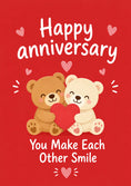 Load image into Gallery viewer, Cute Teddy Bears Holding Heart Happy Anniversary Card

