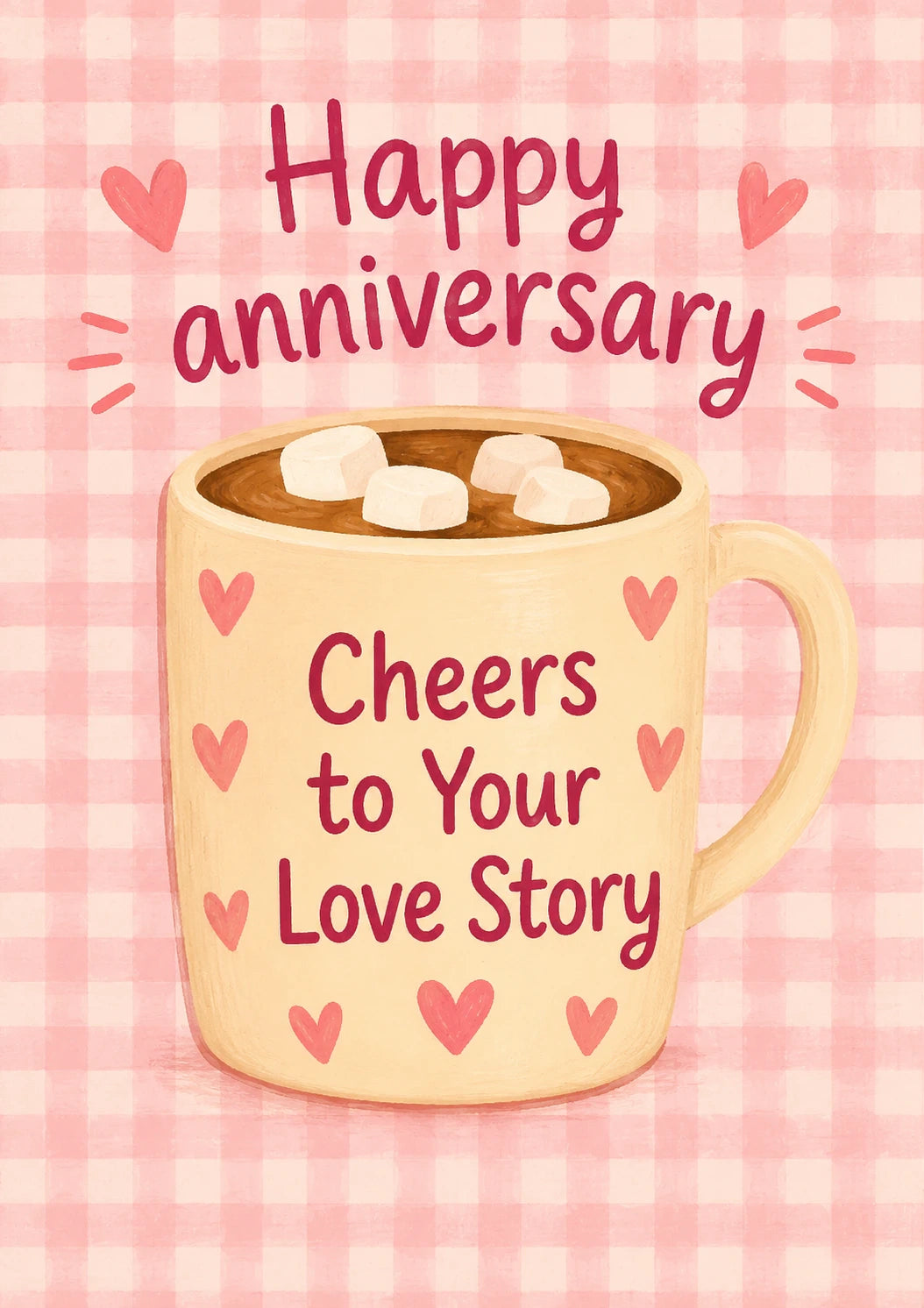 Cosy Hot Chocolate Mug Hearts Anniversary Card for Her