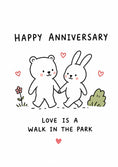 Load image into Gallery viewer, Cute Bear and Bunny Walk in the Park Anniversary Card
