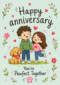 Load image into Gallery viewer, Funny Cute Couple and Dog Pawfect Together Anniversary Card
