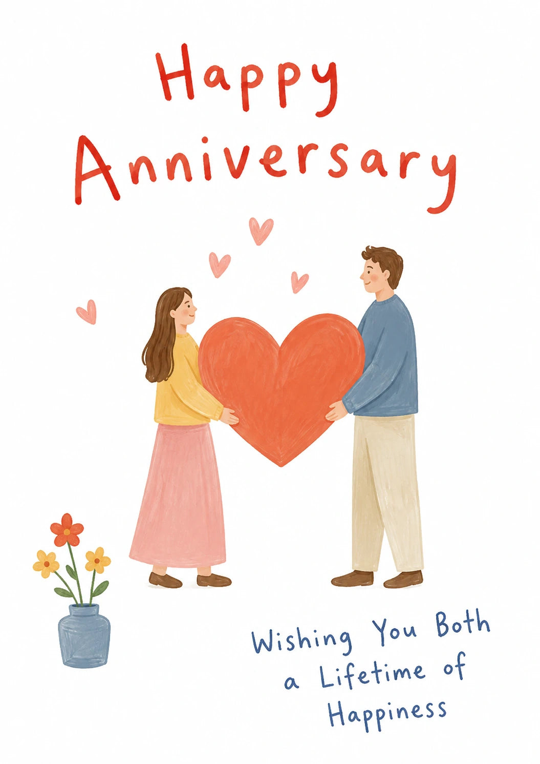 Couple Holding Heart Anniversary Card From The Family