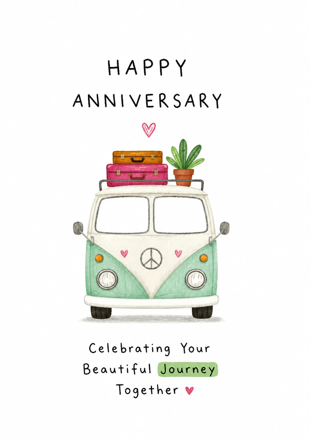 Retro Campervan Journey Together Anniversary Card
