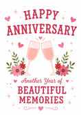 Load image into Gallery viewer, Champagne Toast Floral Happy Anniversary Card
