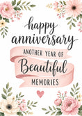 Load image into Gallery viewer, Pink Floral Ribbon Beautiful Memories Anniversary Card for Her
