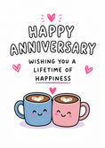Load image into Gallery viewer, Cute Coffee Cups Anniversary Card for Father in Law
