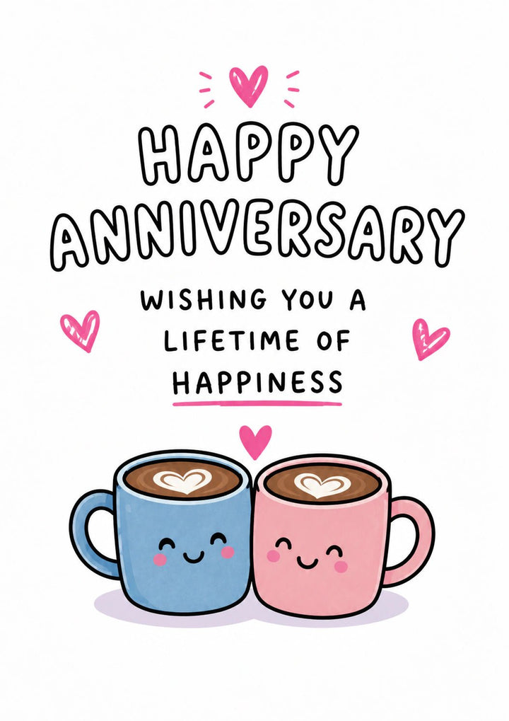 Cute Coffee Cups Anniversary Card for Father in Law