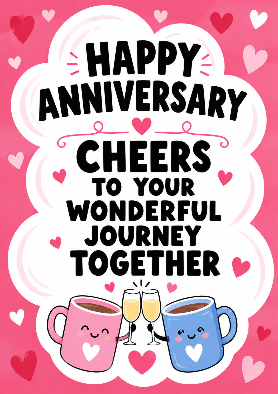 Cheers Cute Mugs Clinking Anniversary Card