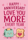 Load image into Gallery viewer, Funny Cute Toaster and Toast Holding Hands Anniversary Card
