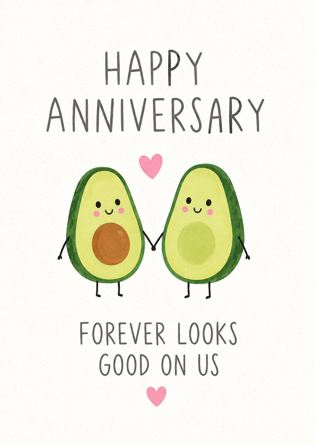 Funny Cute Avocado Couple Anniversary Card for Her