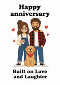 Load image into Gallery viewer, Cute Couple and Dog Built on Love Anniversary Card
