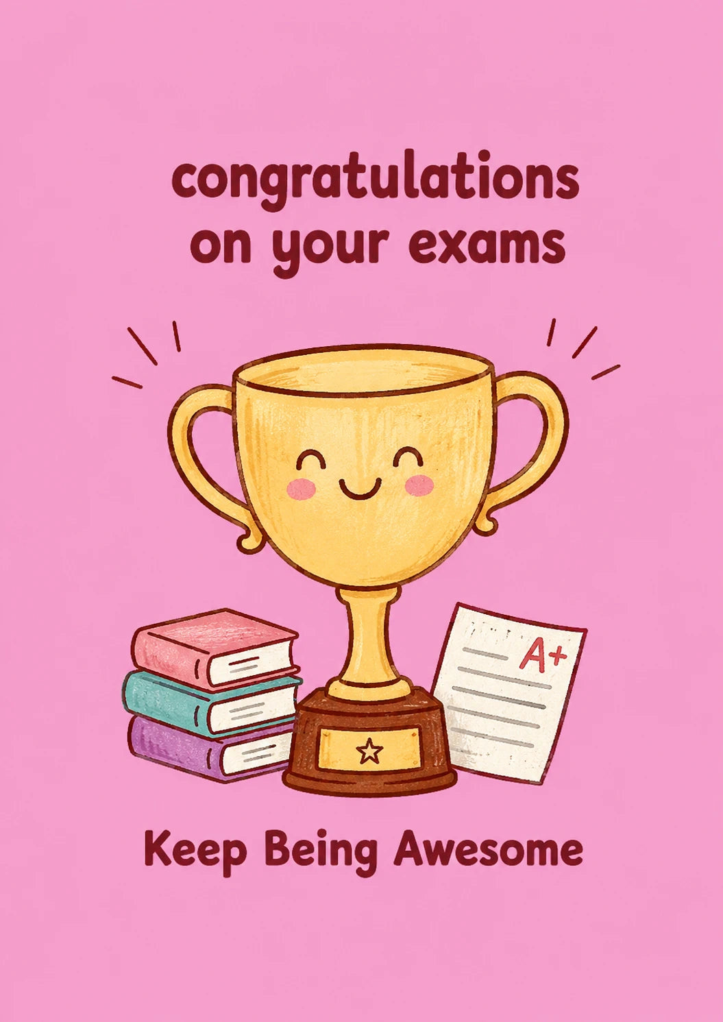 Cute Trophy A+ Grade Congratulations Card
