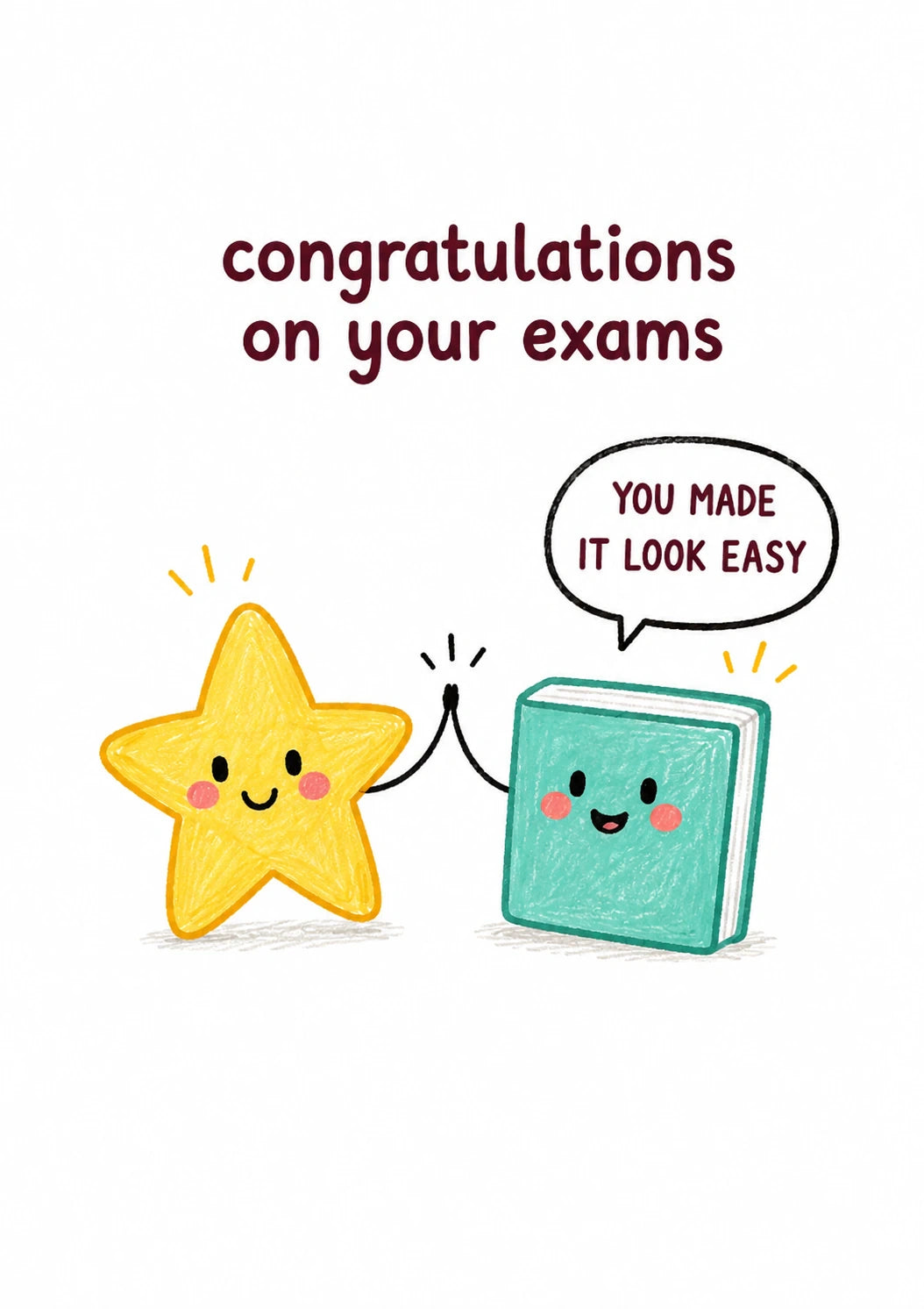 Cute Star and Book High Five Congratulations Card