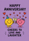Load image into Gallery viewer, Mr Men Happy Anniversary Card Cheers to Love and Laughter
