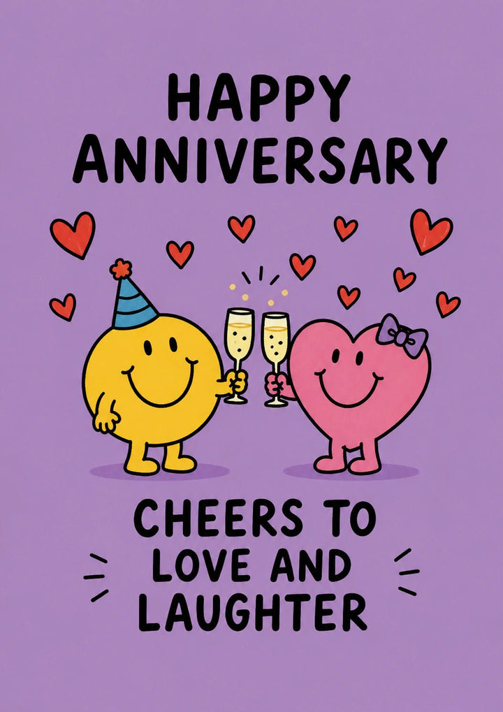 Mr Men Happy Anniversary Card Cheers to Love and Laughter