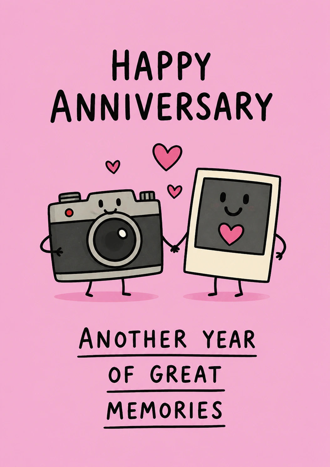 Cute Camera and Polaroid Happy Anniversary Card