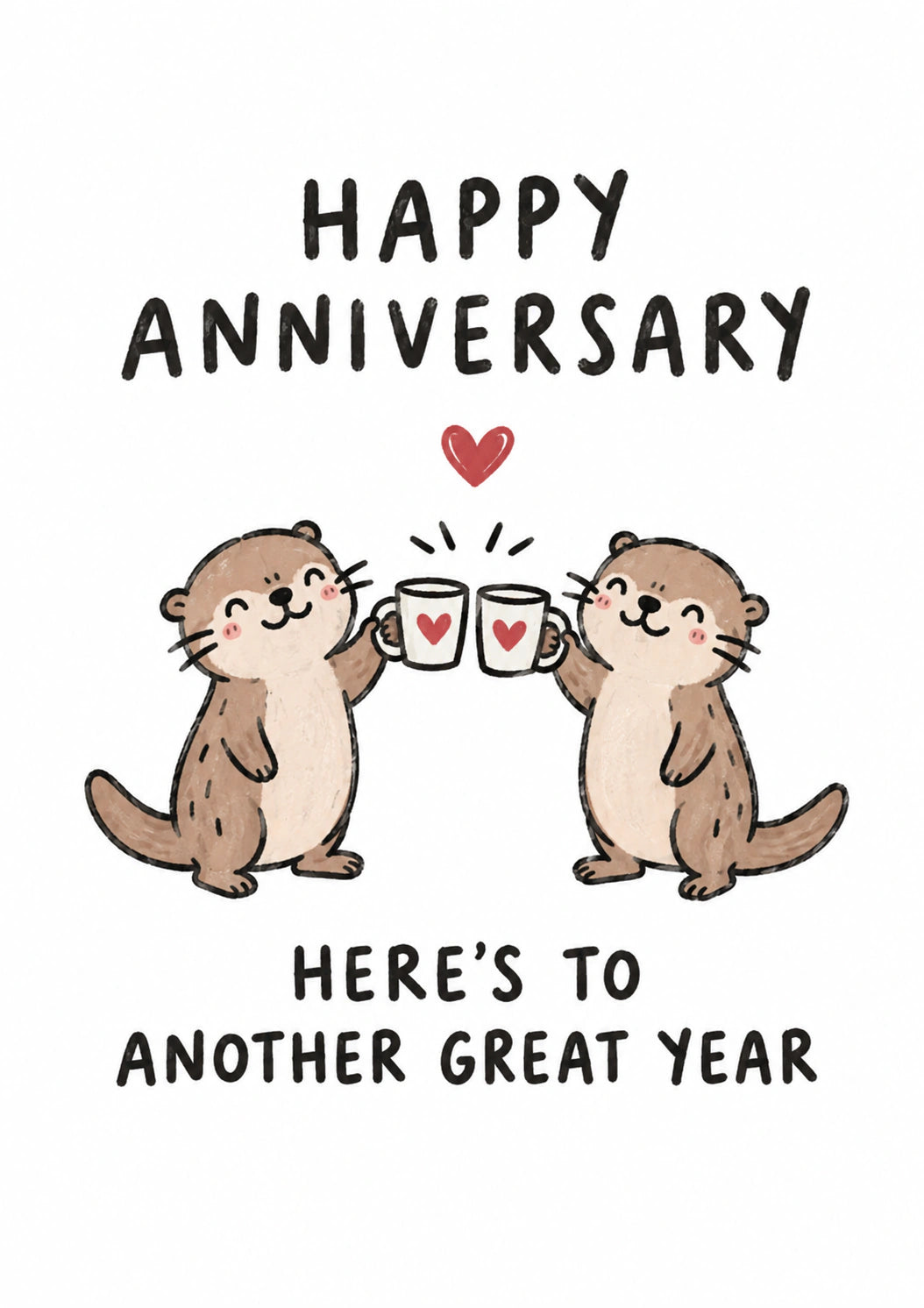 Cute Otters Toasting Mugs Anniversary Card